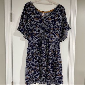 Xhilaration XXL Animal Print Tie Romper in Navy and Orange